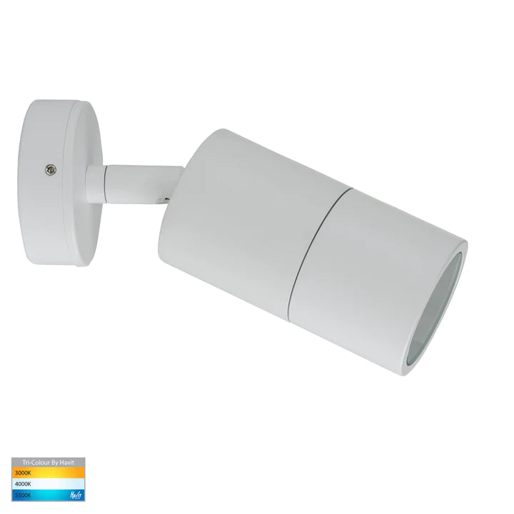 Tivah White Single Adjustable Wall Light 240v Tri Colour